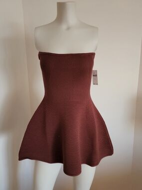 Brand New With Tags Anthropologie Strapless Peplum Brown Top